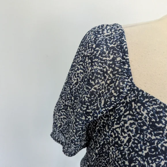 Women's Madewell Blouse Bengali Blue White Blouse 8 Peasant - Picture 5 of 7